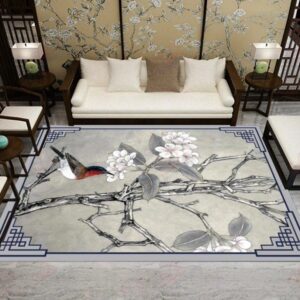 Bird And White Flower Rug Sport Decor Gift Floor Decor Living Room Carpet Rug Area Rug - f150d06afb29