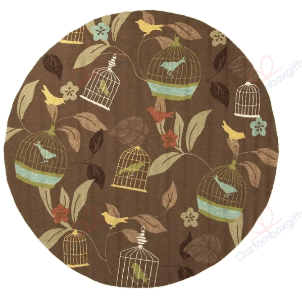 Bird Birdhouse Round Carpet Floor Rug Living Room Bedroom Decor Round Area Rug Carpet Bird Birdhouse Round Carpet Floor Rug Living Room Bedroom Decor Round Area Rug Carpet