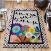 Bird Black Flowers Rug Sport Decor Gift Floor Decor Living Room Carpet Rug Area Rug - e2b4ba22fdd4