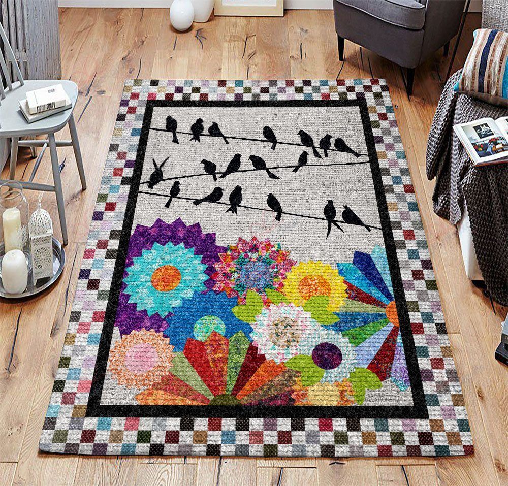 Bird Black Flowers Rug Sport Decor Gift Floor Decor Living Room Carpet Rug Area Rug - e2b4ba22fdd4 Bird Black Flowers Rug Sport Decor Gift Floor Decor Living Room Carpet Rug Area Rug - e2b4ba22fdd4