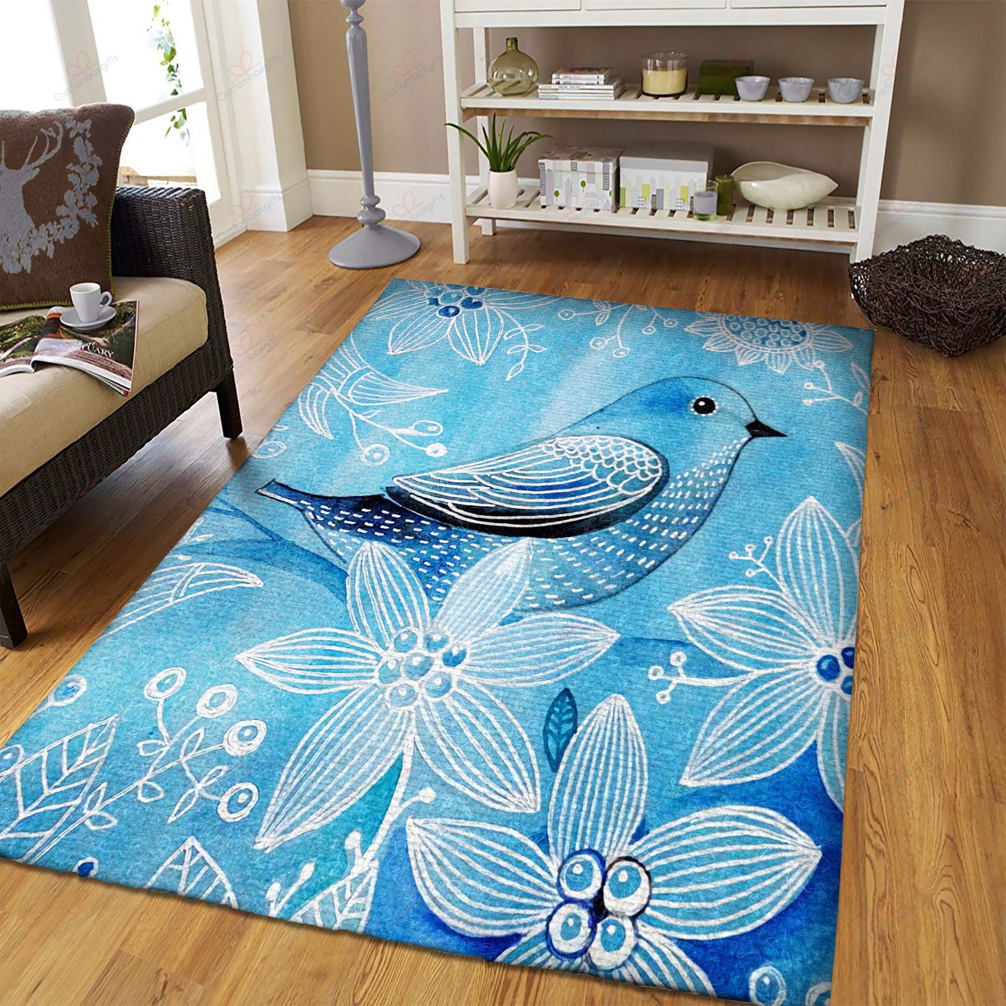 Bird Blue And Flower Rug Sport Decor Gift Floor Decor Living Room Carpet Rug Area Rug - ad8dc87f577f Bird Blue And Flower Rug Sport Decor Gift Floor Decor Living Room Carpet Rug Area Rug - ad8dc87f577f