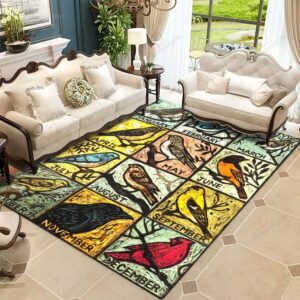 Bird Calendar Rug Sport Decor Gift Floor Decor Living Room Carpet Rug Area Rug - 017606a78237