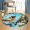 Bird Couple Round Carpet Floor Rug Living Room Bedroom Decor Round Area Rug Carpet
