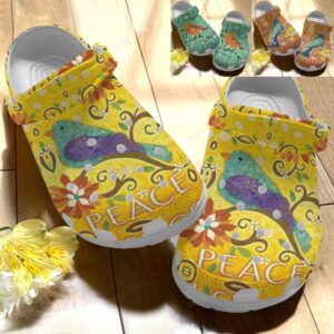 Bird Crocs Clog Classic Clog Whitesole Peace Love Faith Shoes