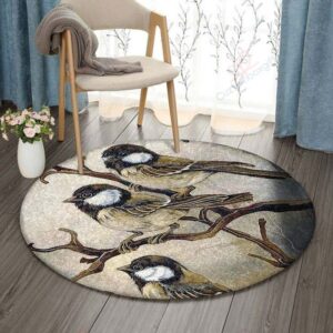 Bird Family Round Carpet Floor Rug Living Room Bedroom Decor Round Area Rug Carpet