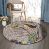 Bird Flower Round Carpet Floor Rug Living Room Bedroom Decor Round Area Rug Carpet