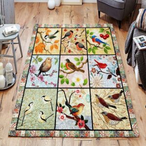 Bird Flower Pink Pretty Rug Sport Decor Gift Floor Decor Living Room Carpet Rug Area Rug - 56f16be22d8c