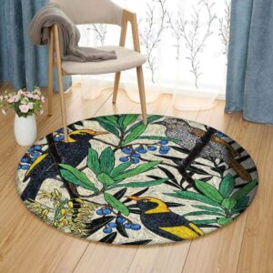 Bird Flowers 3 Round Carpet Floor Rug Living Room Bedroom Decor Round Area Rug Carpet