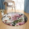 Bird Flowers 4 Round Carpet Floor Rug Living Room Bedroom Decor Round Area Rug Carpet