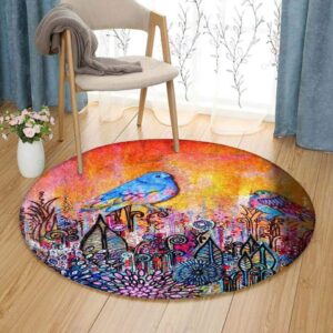 Bird Flowers 6 Round Carpet Floor Rug Living Room Bedroom Decor Round Area Rug Carpet