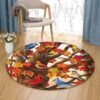 Bird In The Autumn Round Carpet Floor Rug Living Room Bedroom Decor Round Area Rug Carpet