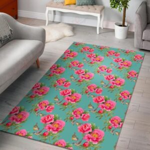 Bird Pink Floral Flower Pattern Rug Sport Decor Gift Floor Decor Living Room Carpet Rug Area Rug - c56f6eaca893