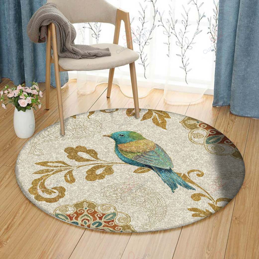 Bird Rainbow Blue Round Carpet Floor Rug Living Room Bedroom Decor Round Area Rug Carpet Bird Rainbow Blue Round Carpet Floor Rug Living Room Bedroom Decor Round Area Rug Carpet