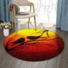 Bird Red Sun Round Carpet Floor Rug Living Room Bedroom Decor Round Area Rug Carpet