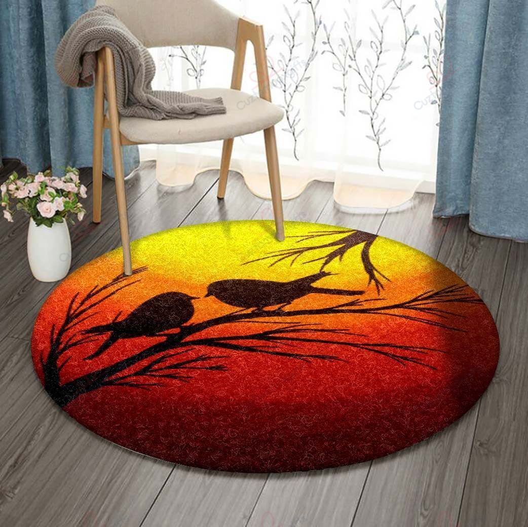 Bird Red Sun Round Carpet Floor Rug Living Room Bedroom Decor Round Area Rug Carpet Bird Red Sun Round Carpet Floor Rug Living Room Bedroom Decor Round Area Rug Carpet