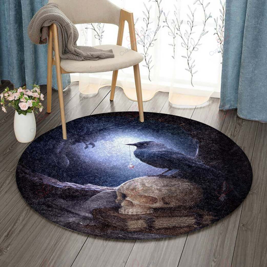 Bird Skull Round Carpet Floor Rug Living Room Bedroom Decor Round Area Rug Carpet Bird Skull Round Carpet Floor Rug Living Room Bedroom Decor Round Area Rug Carpet
