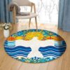 Bird Wave Pattern Round Carpet Floor Rug Living Room Bedroom Decor Round Area Rug Carpet