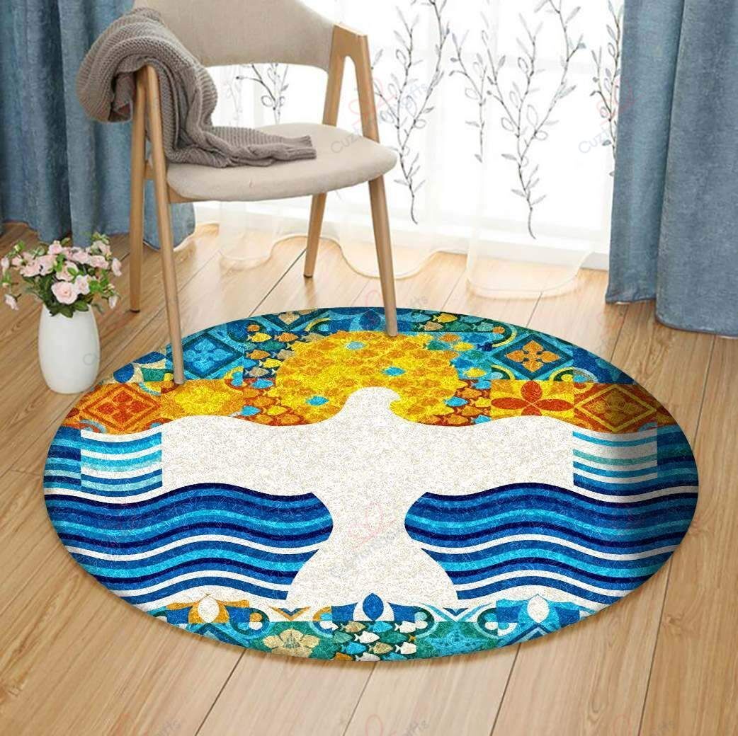 Bird Wave Pattern Round Carpet Floor Rug Living Room Bedroom Decor Round Area Rug Carpet Bird Wave Pattern Round Carpet Floor Rug Living Room Bedroom Decor Round Area Rug Carpet