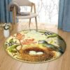 Bird With Eggs Round Carpet Floor Rug Living Room Bedroom Decor Round Area Rug Carpet