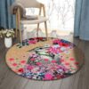 Bird With Flowers Round Carpet Floor Rug Living Room Bedroom Decor Round Area Rug Carpet