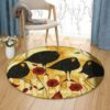 Birds And Flowers Round Carpet Floor Rug Living Room Bedroom Decor Round Area Rug Carpet