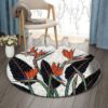 Birds Of Paradise Red Round Carpet Floor Rug Living Room Bedroom Decor Round Area Rug Carpet