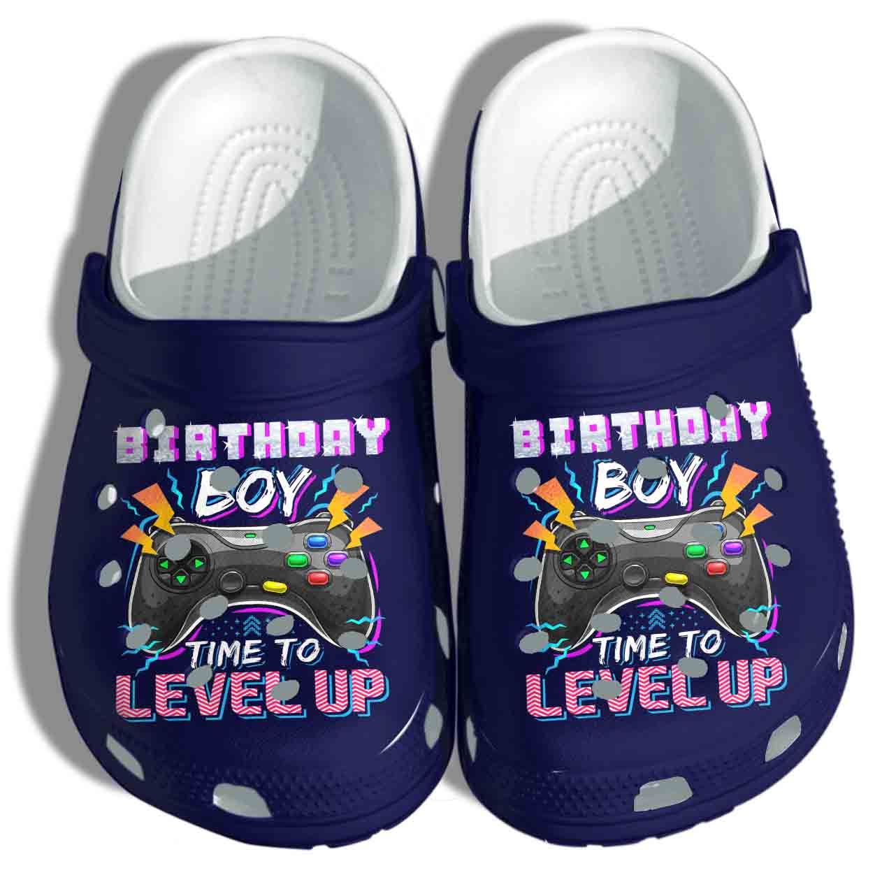 Birthday Boy Level Up Shoes Crocs Clog Gift For Boy- Gaming Boys Clog Birthday Gift For Friend Son Birthday Boy Level Up Shoes Crocs Clog Gift For Boy- Gaming Boys Clog Birthday Gift For Friend Son
