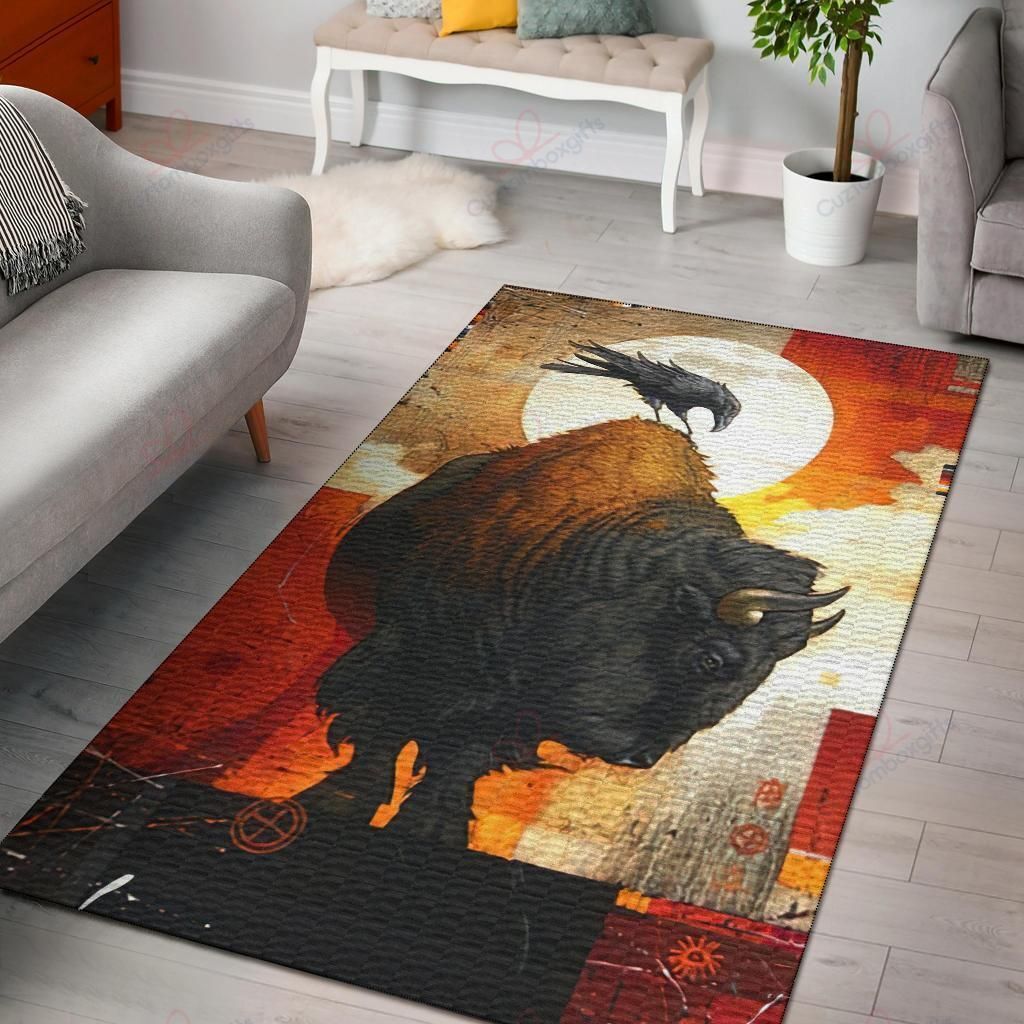 Bison And Raven Native American Symbol Rug Sport Decor Gift Floor Decor Living Room Carpet Rug Area Rug - 9d0e1c28178d Bison And Raven Native American Symbol Rug Sport Decor Gift Floor Decor Living Room Carpet Rug Area Rug - 9d0e1c28178d
