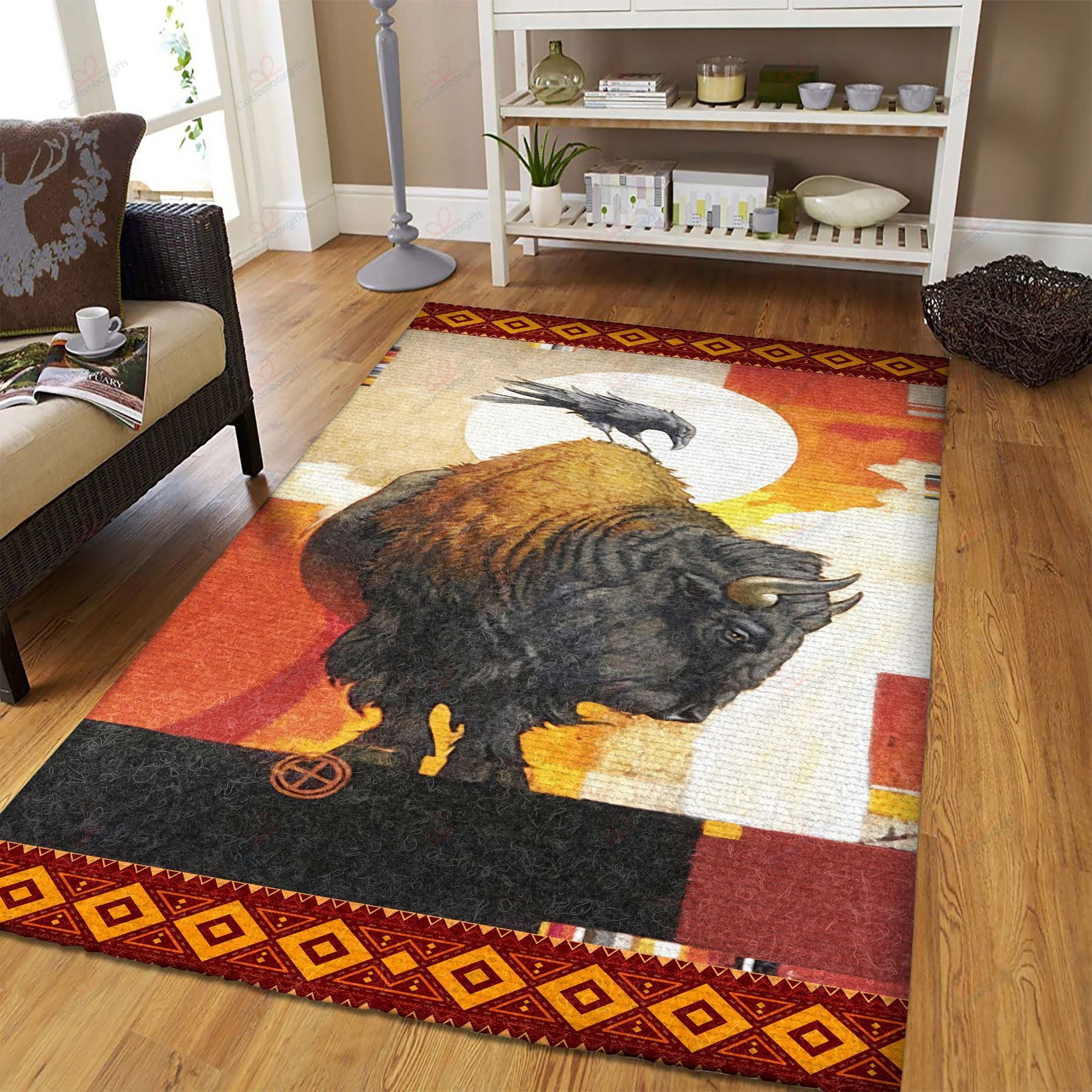Bison And Raven Native American Symbol Rug Sport Decor Gift Floor Decor Living Room Carpet Rug Area Rug - b5da2a105fc8 Bison And Raven Native American Symbol Rug Sport Decor Gift Floor Decor Living Room Carpet Rug Area Rug - b5da2a105fc8