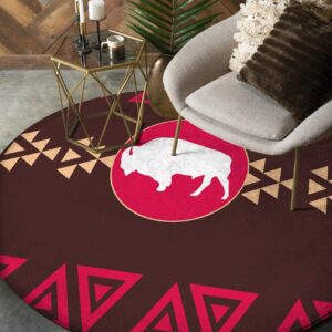 Bison Arrow Native American Pride Round Carpet Floor Rug Living Room Bedroom Decor Round Area Rug Carpet
