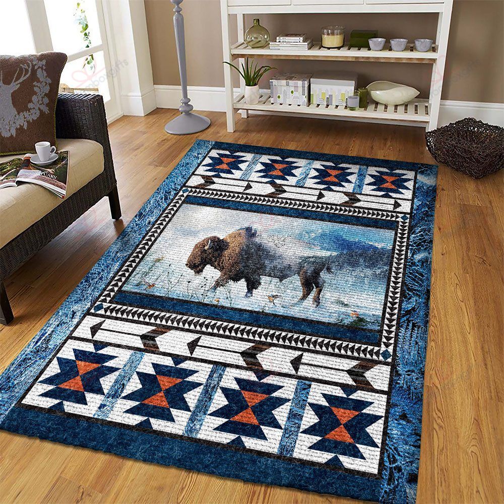 Bison Blue Snow Rug Sport Decor Gift Floor Decor Living Room Carpet Rug Area Rug - 738ae87094df Bison Blue Snow Rug Sport Decor Gift Floor Decor Living Room Carpet Rug Area Rug - 738ae87094df