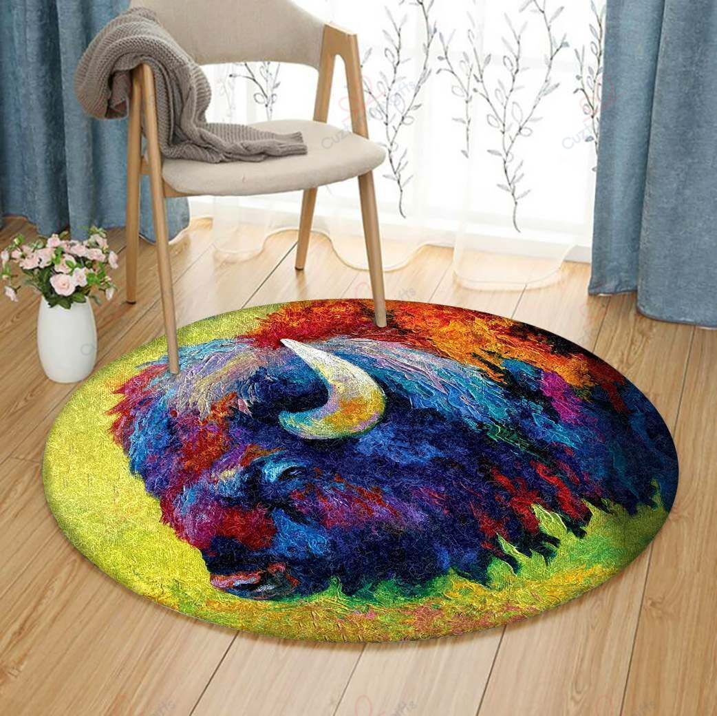 Bison Round Carpet Floor Rug Living Room Bedroom Decor Round Area Rug Carpet Bison Round Carpet Floor Rug Living Room Bedroom Decor Round Area Rug Carpet