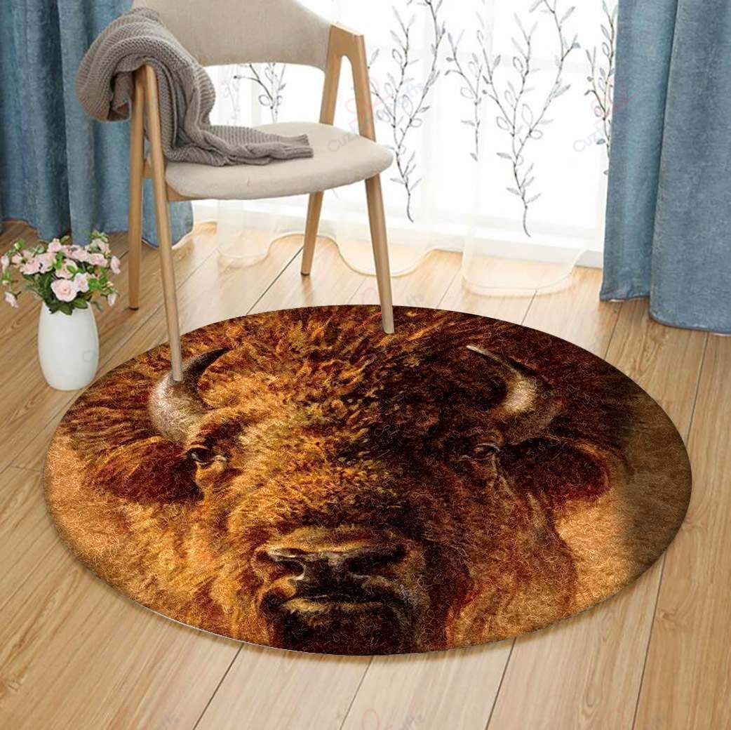 Bison Round Carpet Floor Rug Living Room Bedroom Decor Round Area Rug Carpet Bison Round Carpet Floor Rug Living Room Bedroom Decor Round Area Rug Carpet