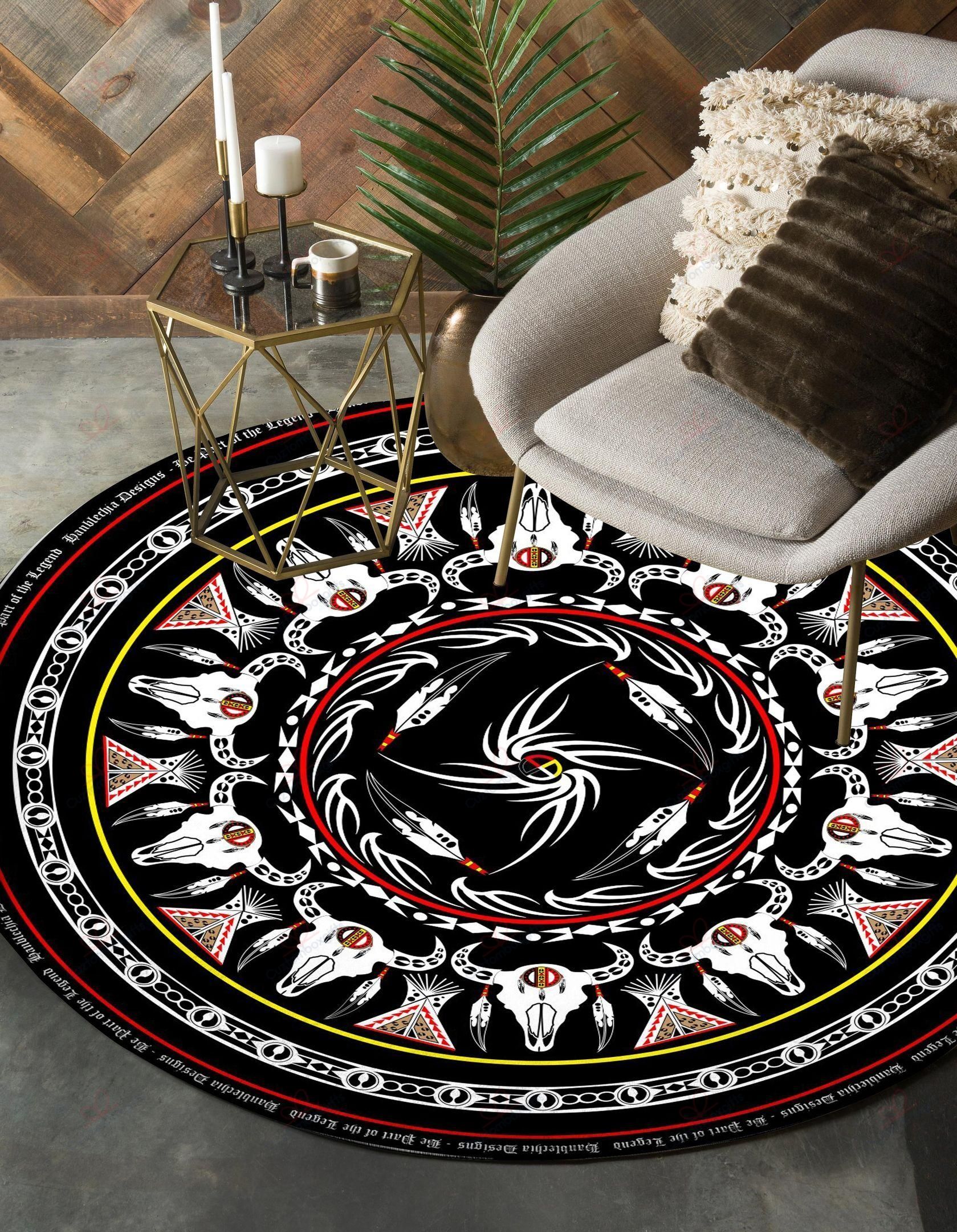 Bison Tribe Native American Round Carpet Floor Rug Living Room Bedroom Decor Round Area Rug Carpet Bison Tribe Native American Round Carpet Floor Rug Living Room Bedroom Decor Round Area Rug Carpet