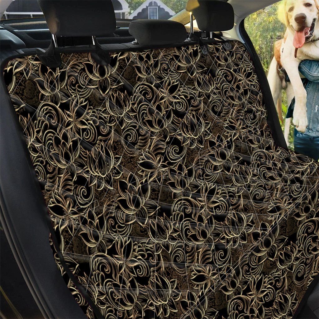 Black And Gold Lotus Artwork Design Car Back Seat Cover Dog Car Seat Covers - c8413f48ea40 Black And Gold Lotus Artwork Design Car Back Seat Cover Dog Car Seat Covers - c8413f48ea40