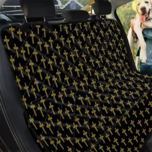 Black And Gold Religious Cross Pattern Car Back Seat Cover Dog Car Seat Covers - b757d6fd2c53