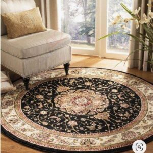 Black And Ivory Round Carpet Floor Rug Living Room Bedroom Decor Round Area Rug Carpet
