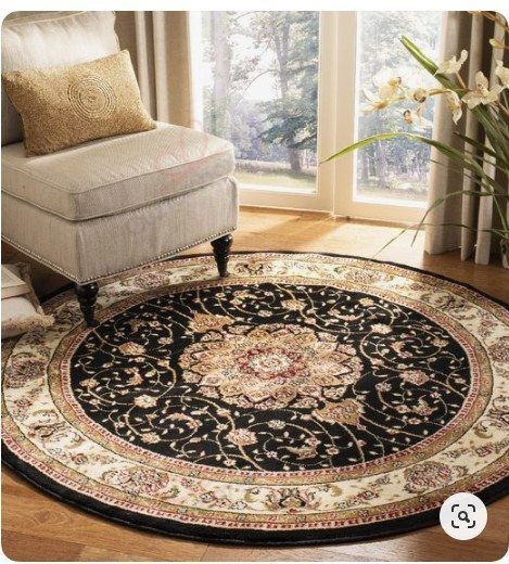 Black And Ivory Round Carpet Floor Rug Living Room Bedroom Decor Round Area Rug Carpet Black And Ivory Round Carpet Floor Rug Living Room Bedroom Decor Round Area Rug Carpet