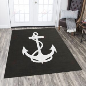 Black And White Anchor Rug Sport Decor Gift Floor Decor Living Room Carpet Rug Area Rug - 60c179d65951