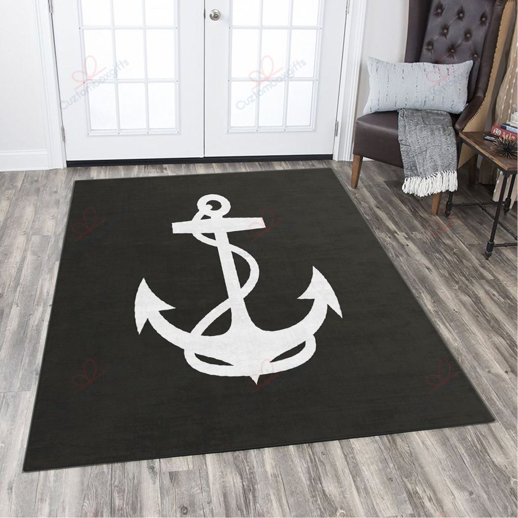 Black And White Anchor Rug Sport Decor Gift Floor Decor Living Room Carpet Rug Area Rug - 60c179d65951 Black And White Anchor Rug Sport Decor Gift Floor Decor Living Room Carpet Rug Area Rug - 60c179d65951