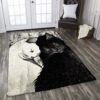 Black And White Cat Couple Rug Sport Decor Gift Floor Decor Living Room Carpet Rug Area Rug - 1c8d01fee24e