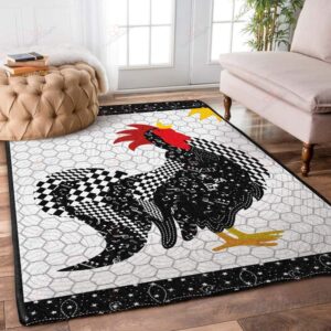 Black And White Chicken Rug Sport Decor Gift Floor Decor Living Room Carpet Rug Area Rug - a45bdb5f2e38