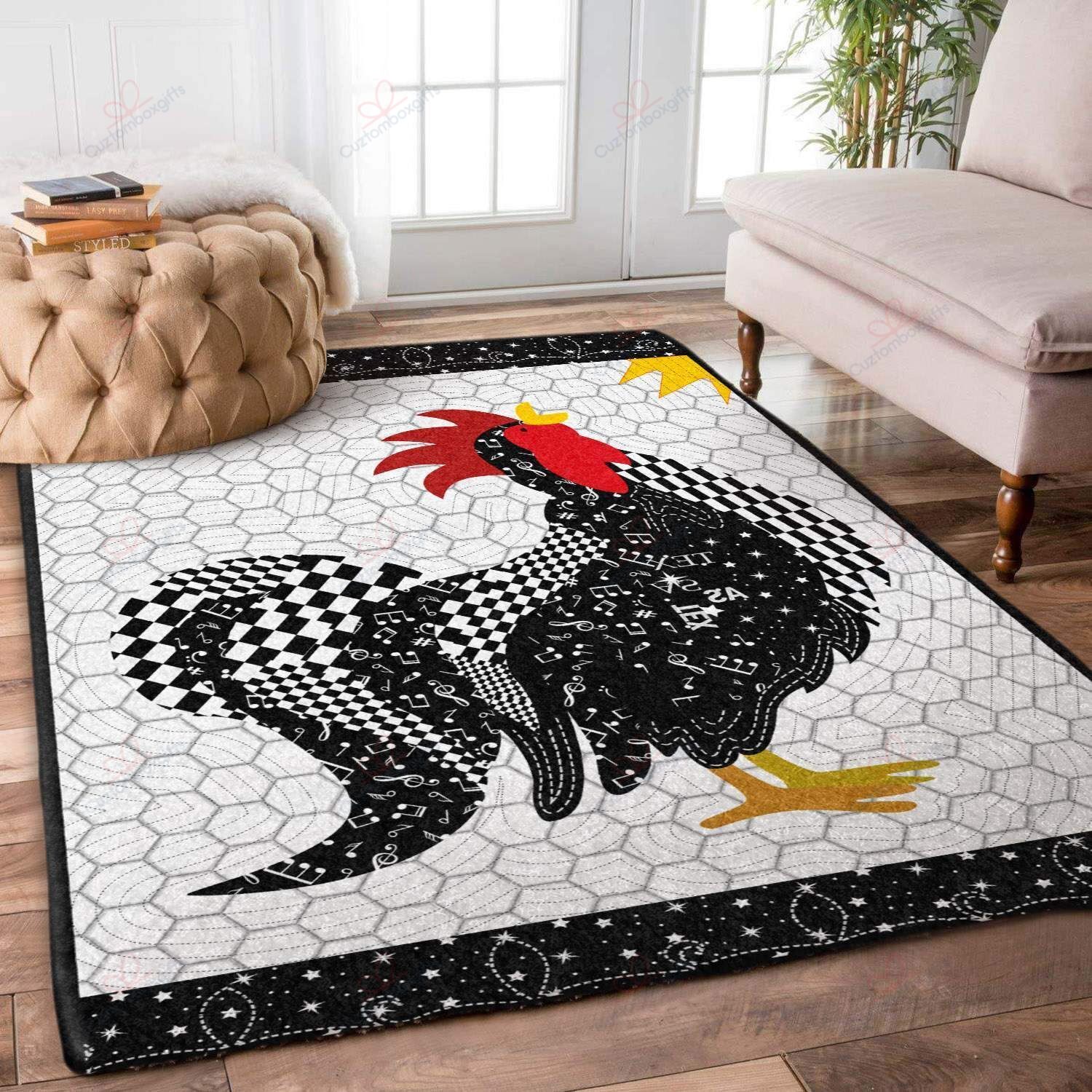 Black And White Chicken Rug Sport Decor Gift Floor Decor Living Room Carpet Rug Area Rug - a45bdb5f2e38 Black And White Chicken Rug Sport Decor Gift Floor Decor Living Room Carpet Rug Area Rug - a45bdb5f2e38
