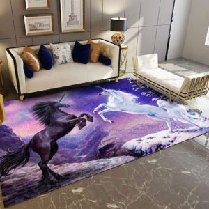 Black And White Horse Rug Sport Decor Gift Floor Decor Living Room Carpet Rug Area Rug - 4c31b0a1a65b