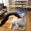 Black And White Horse Rug Sport Decor Gift Floor Decor Living Room Carpet Rug Area Rug - d890e92abb86