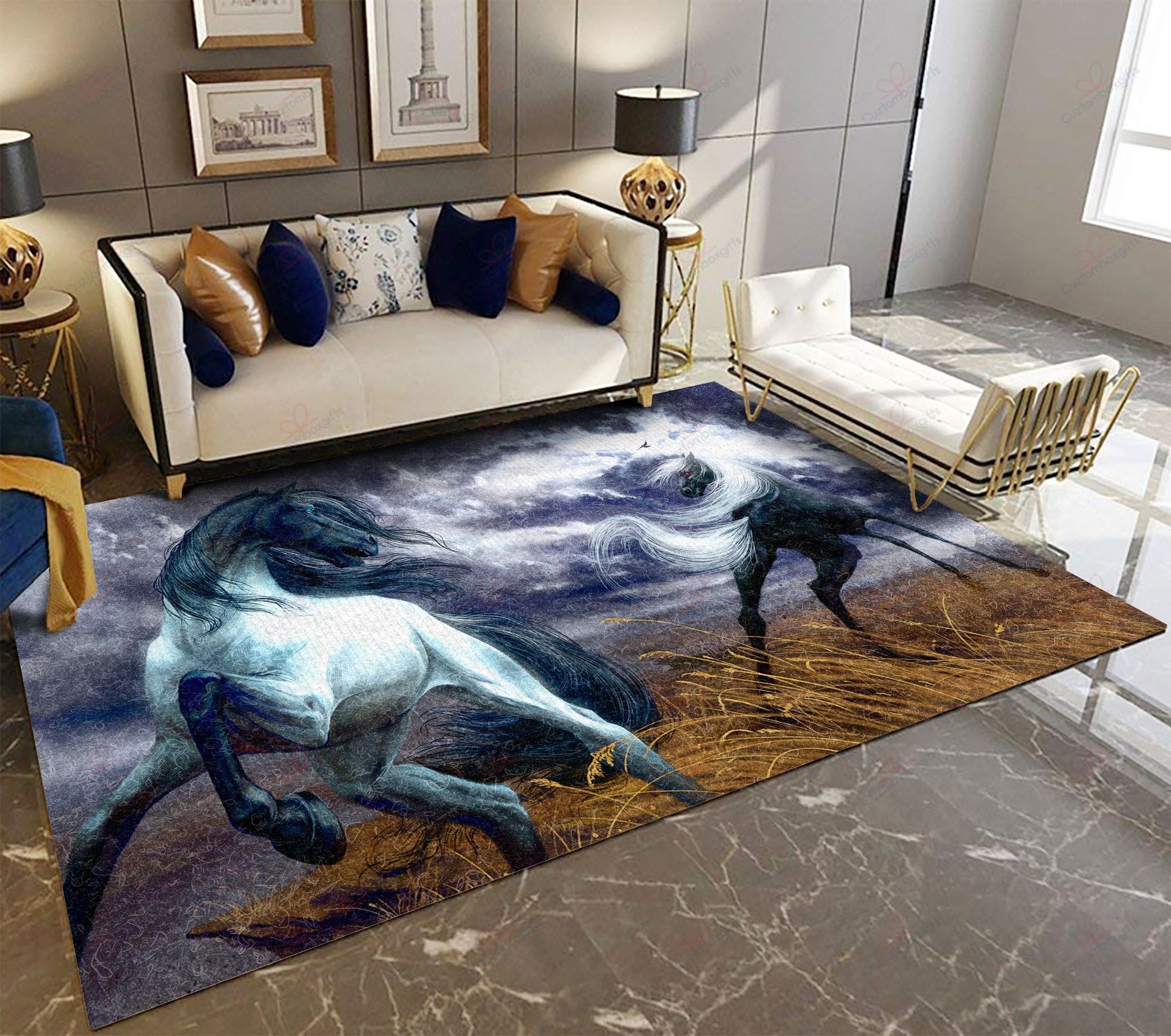 Black And White Horses Rug Sport Decor Gift Floor Decor Living Room Carpet Rug Area Rug - 551225635ba4 Black And White Horses Rug Sport Decor Gift Floor Decor Living Room Carpet Rug Area Rug - 551225635ba4