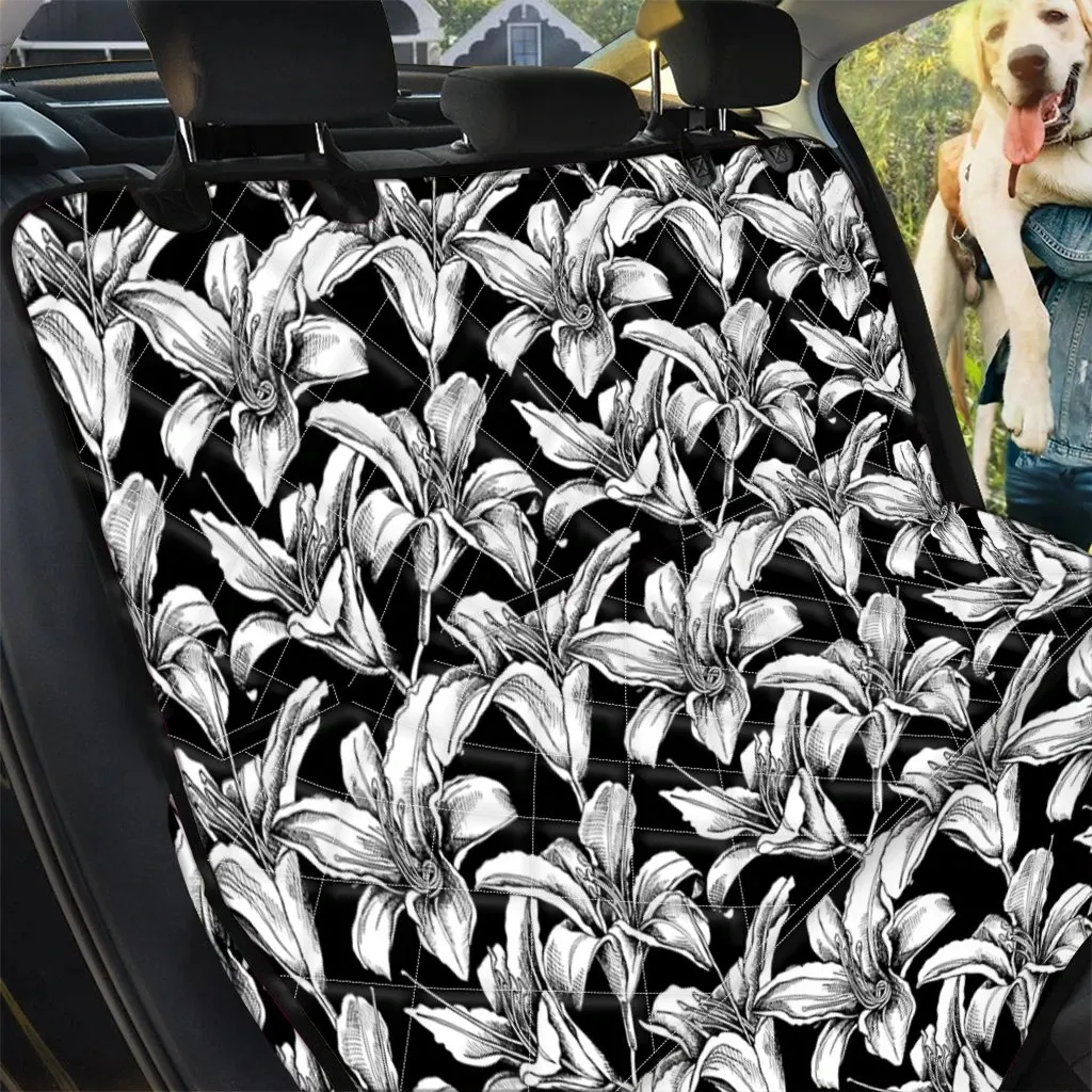 Black And White Lily Hand Drawn Design Car Back Seat Cover Dog Car Seat Covers - 49c89f3e9f5a Black And White Lily Hand Drawn Design Car Back Seat Cover Dog Car Seat Covers - 49c89f3e9f5a