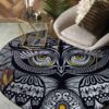 Black And White Owl Round Carpet Floor Rug Living Room Bedroom Decor Round Area Rug Carpet