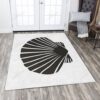 Black And White Paper Fan Rug Sport Decor Gift Floor Decor Living Room Carpet Rug Area Rug - 746c2367e571