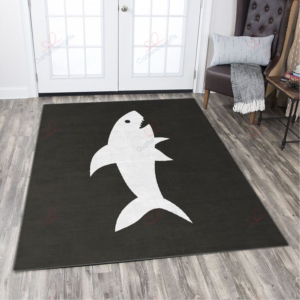 Black And White Shark Rug Sport Decor Gift Floor Decor Living Room Carpet Rug Area Rug - db07d124a56b Black And White Shark Rug Sport Decor Gift Floor Decor Living Room Carpet Rug Area Rug - db07d124a56b